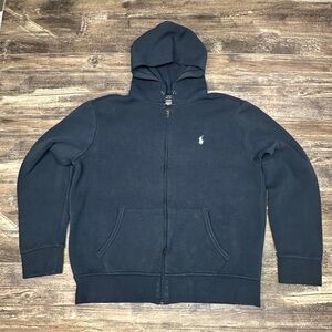 Polo Ralph Lauren Full Zip Hoodie Navy Pony Logo Sweatshirt Large GUC